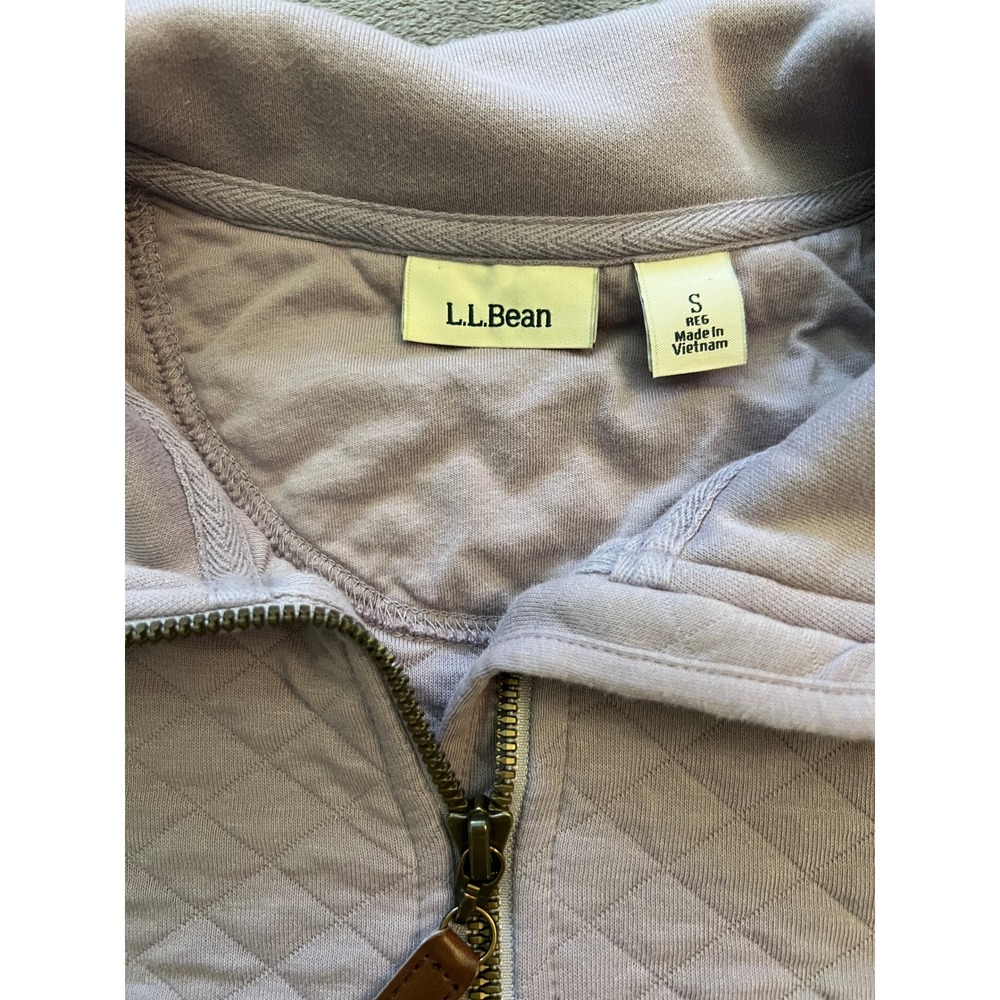 LL Bean Quilted Quarter Zip Sweatshirt Pale Lavender Purple Pullover 502745 S - Picture 2 of 9
